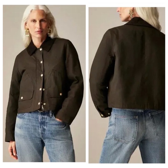 J Crew Short Barn Jacket in Mossy Brown | XL NWT - Picture 3 of 15